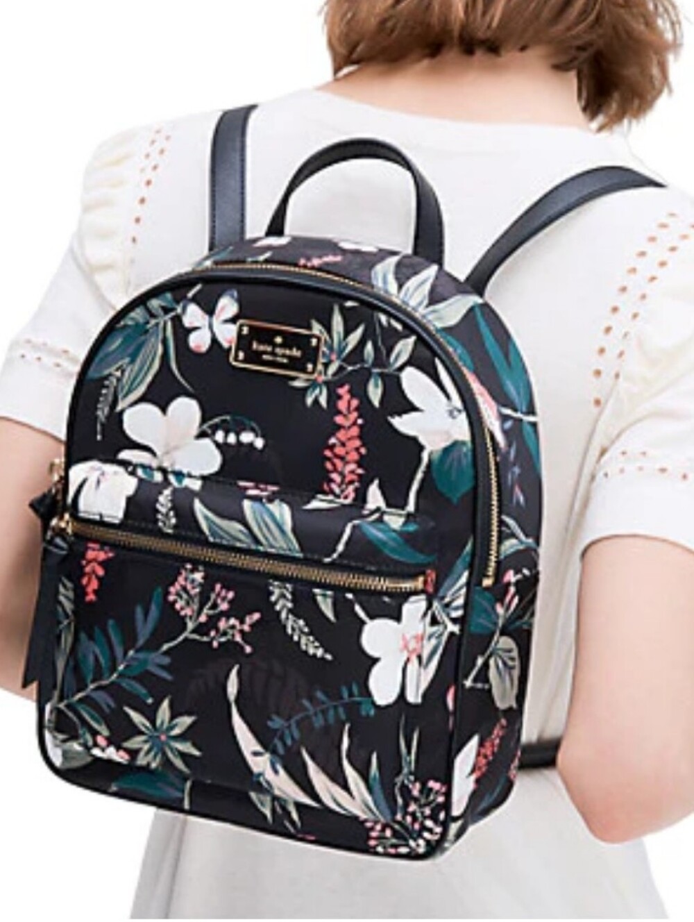 Kate Spade Black Floral Mini Backpack - Picture 14 of 14